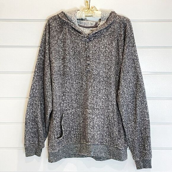 Brooklyn Cloth Mfg Co Women’s Oversized Button Neck Pullover Hooded Sweatshirt M - Picture 1 of 9